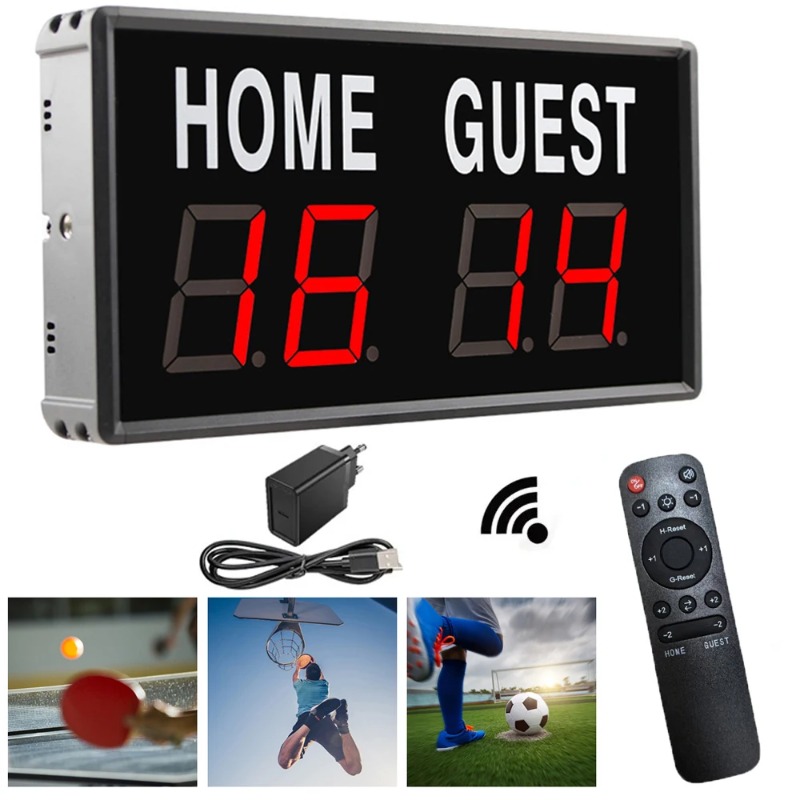 Scoreboard Digital - 4-Digit LED Electronic Scoreboard Score Keeper